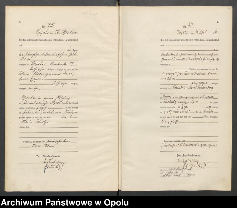 image.from.unit.number "Urząd stanu Cywilnego Opole Księga Urodzeń Rok 1916 396-793 t.2"