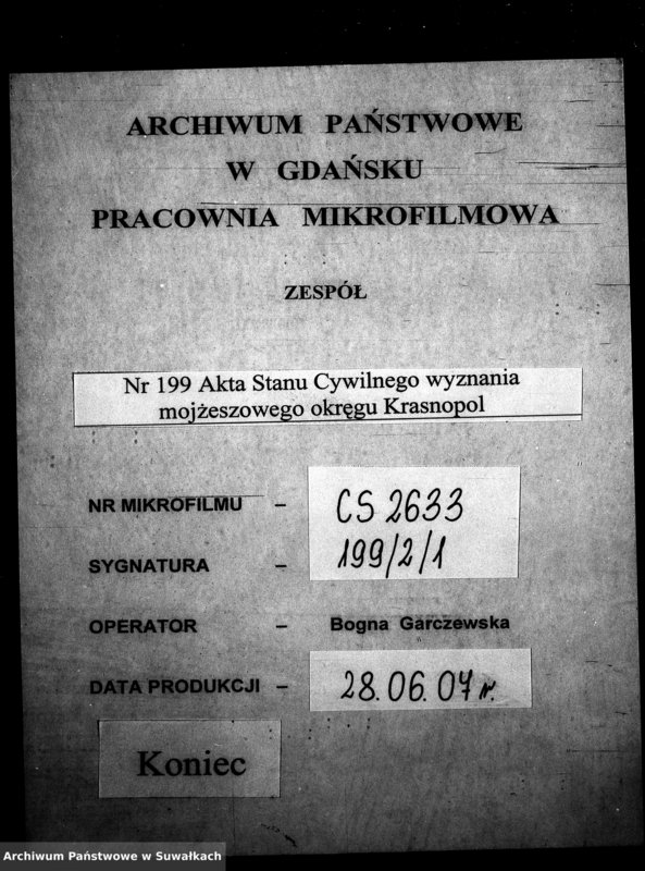 image.from.unit.number "Dowody do akt ślubnych Żydów Okręgu Krasnopol za rok 1857"