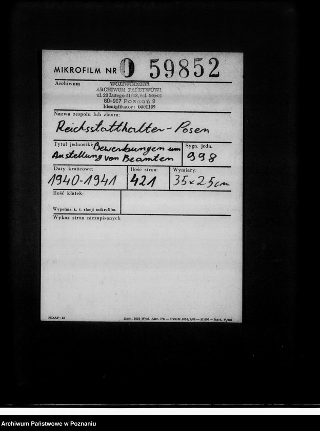 Obraz 2 z jednostki "Bewerbungen um Anstellung von Beamten"