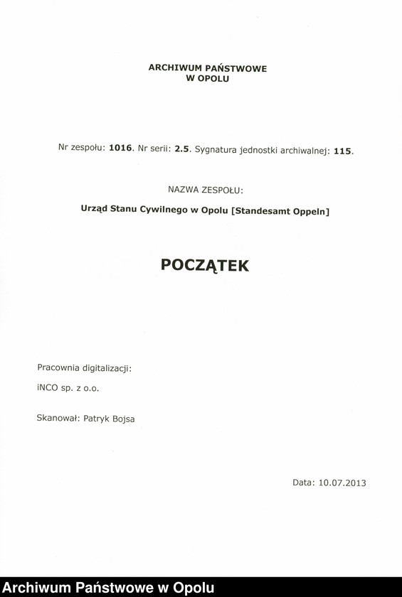 Obraz 1 z jednostki "Urząd Stanu Cywilnego w Opolu 1878 Rejestr zgonów Księga Miejscowa Nr 1 do 376"