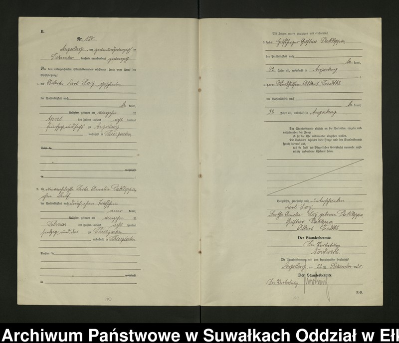 image.from.unit.number "[Heirats - Register (Neben - Register) Standesamt Angerburg einschl. der Bezirke, Gr. Strengeln, Prinowen und Kehlen Kreis Angerburg] No 116 bis 129"
