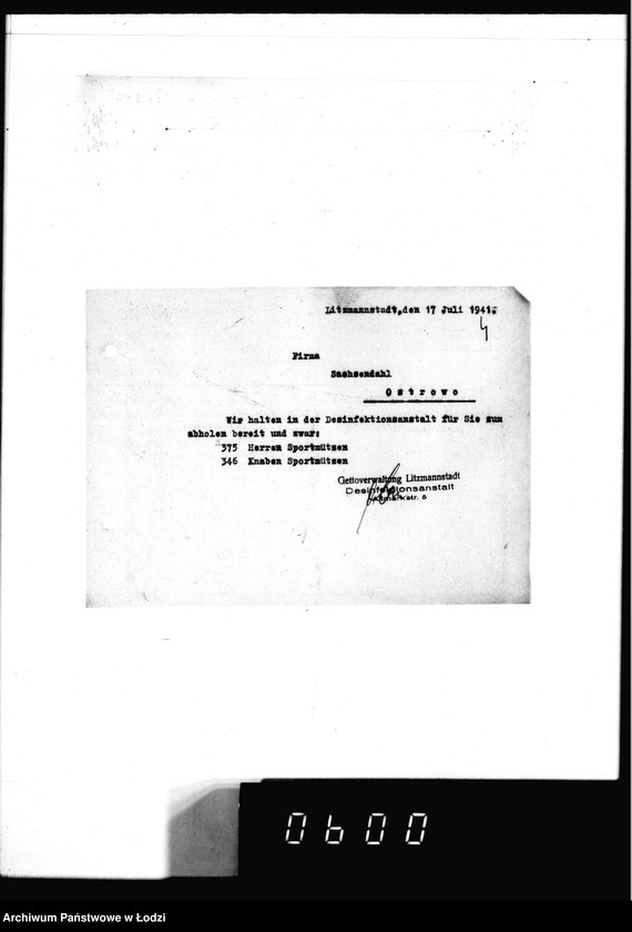 Obraz 8 z jednostki "[Dowody dostawy ubrań i czapek dla fimy] Sachsendahl Ostrowo"