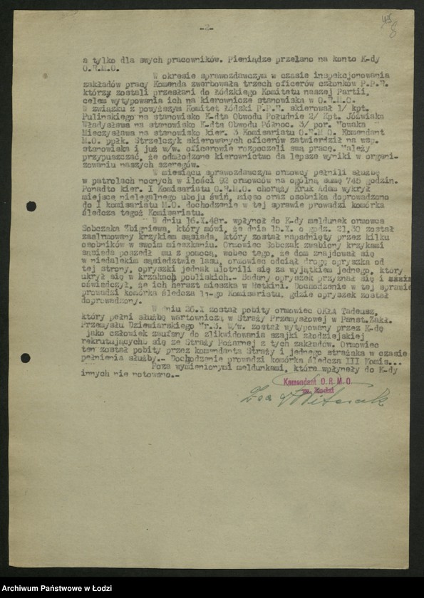 Obraz 9 z jednostki "Ochotnicza Rezerwa Milicji Obywatelskiej; sprawozdania, korespondencja"