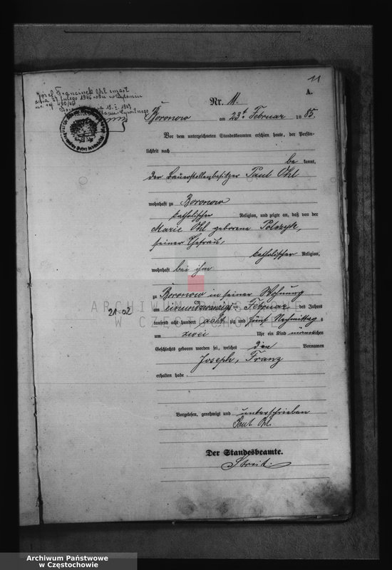 image.from.unit.number "[Pierwopis aktów urodzeń z 1885 roku]."