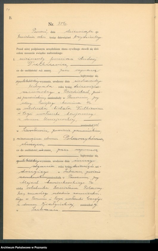 Obraz 16 z jednostki "Księga miejscowa małżeństw tom II [Rejestr główny małżeństw]"