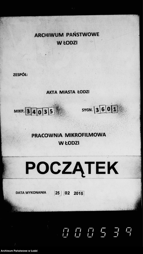 Obraz 1 z jednostki "O prodaže bureloma i suchostoja v lodzinskich gorodskich lesach i dereva ot vyrubki prošek pri proizvostve i zyskanji pod kališskuju železnoju dorogu"