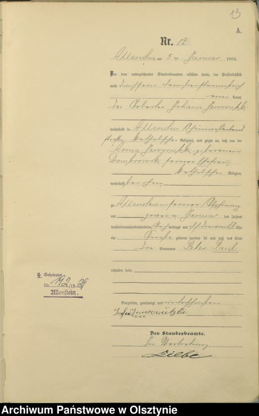 image.from.unit.number "Geburts-Haupt-Register Tom I, Nr 1 - 398"