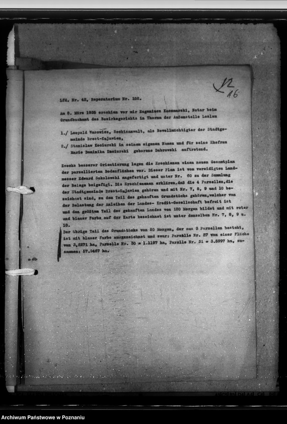Obraz 20 z jednostki "Eigentumrechte an Ländereien der St. Brest, Landkreis Leslau (Włocławek)"