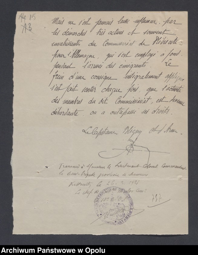 image.from.unit.number "/Korespondencja w sprawie kontroli, rewizji i dochodzeń wobec różnych osób-nielegalny pobyt, kolportaż prasy/ III 1921"