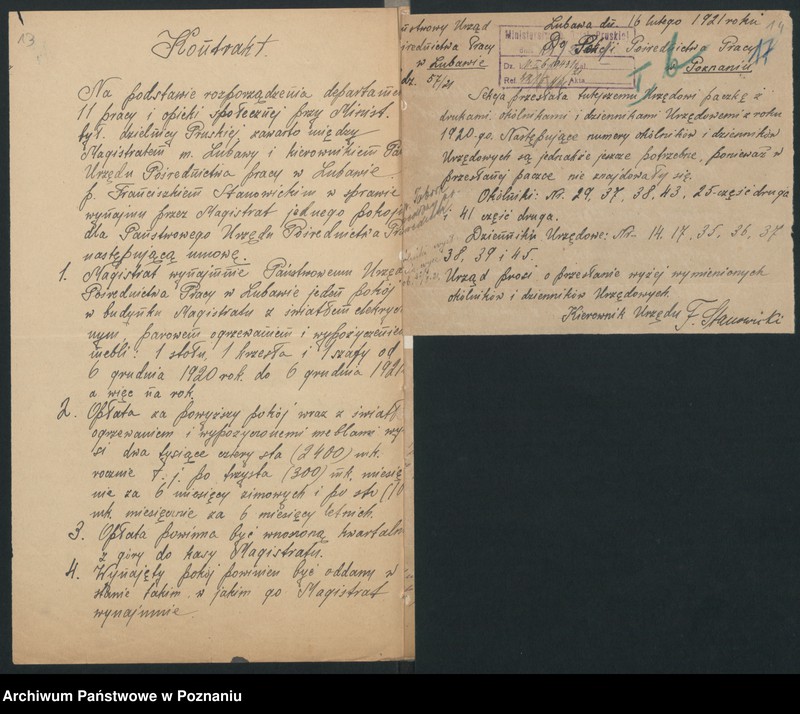 Obraz 11 z jednostki "Ministerstwo B.Dz.Pruskiej Dep.13.Pracy i Opieki Społecznej Wydział Pośredn.Pracy PUPP Lubawa"