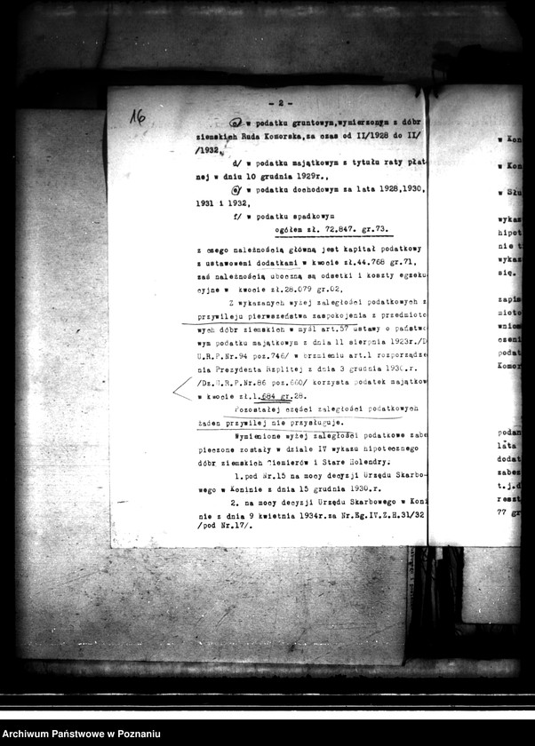 image.from.unit.number "Przejęcie przez Skarb Państwa za zaległe podatki gruntów majątku Ciemierów i Stare Holendry"