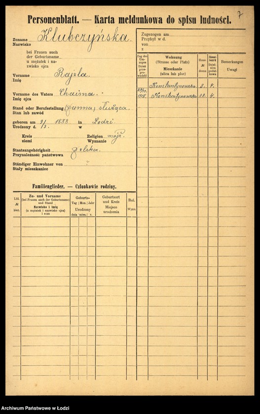 Obraz 9 z jednostki "[Spis ludności Łodzi] Kluka - Kmieć"