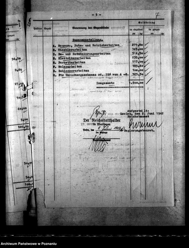 Obraz 11 z jednostki "Instandsetzungsarbeiten im Gästehaus des Gauleiters in Hermannsbad (Ciechocinek)"