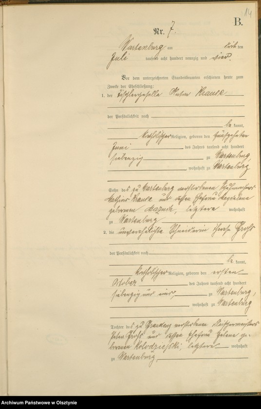 image.from.unit.number "Heiraths-Haupt-Register Nr 1 - 26"