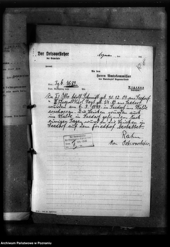 Obraz 12 z jednostki "Korespondencja w sprawie miejscowych Niemców, którzy zginęli w 1939 roku A - Z"