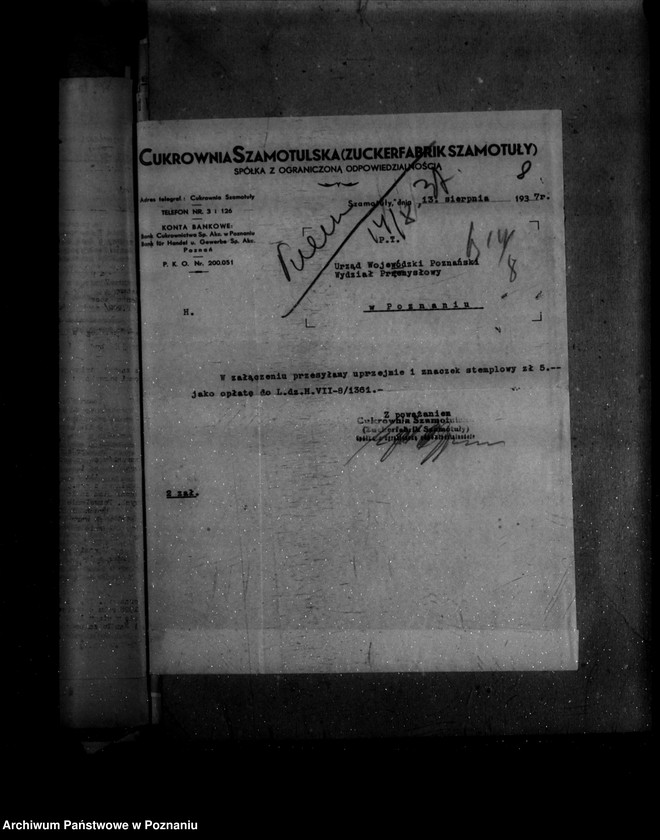 Obraz 12 z jednostki "Zatwierdzenie zakładu przemysłowego .magazynu Cukrownia w Szamotułach Spółka z o. o./"