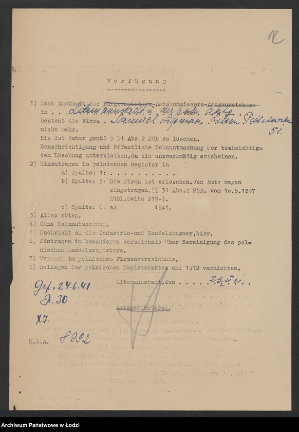 Obraz 14 z jednostki "Samuel Lipman – sprzedaż towarów włókieniczych"