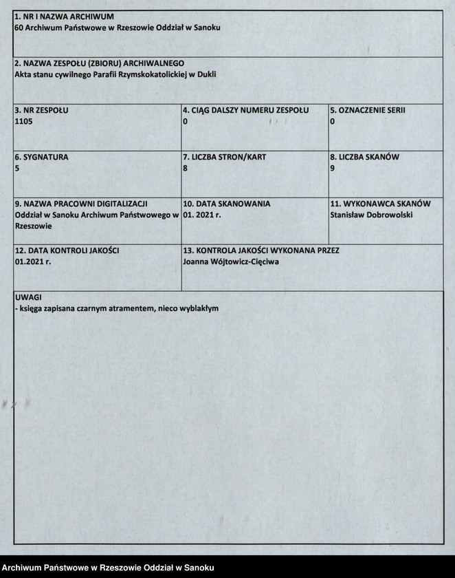 image.from.unit.number "Księga małżeństw dla miasta Dukli"