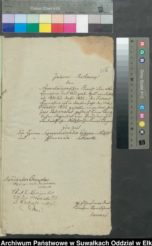image.from.unit.number "Jahres Rechnung der Schwentainenschen Kirche über alle Einnahme und Ausgabe Geld von Michaelis 1831 bis dahin 1832."