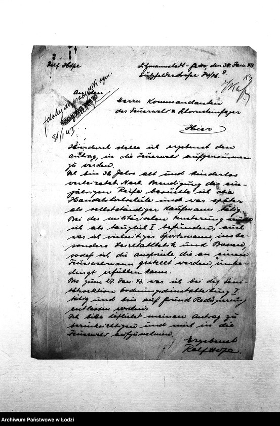 Obraz 15 z jednostki "[Podania o przyjęcie do Straży Pożarnej]"