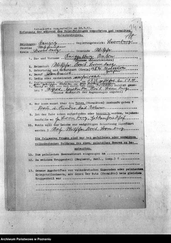 Obraz 18 z jednostki "Amtliche Meldungen. Amtsbezirke Fordon, Falkenberg, Slesin, Monkowarsk - Kreis Bromberg (Bydgoszcz)"