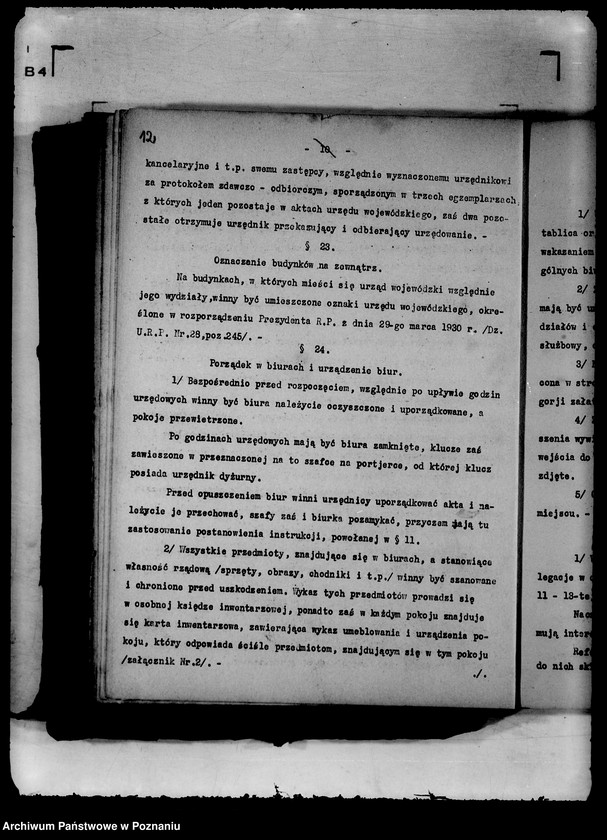 Obraz 15 z jednostki "Regulamin i instrukcje kancelaryjne Urzędu Wojewódzkiego Poznańskiego z późniejszymi poprawkami"