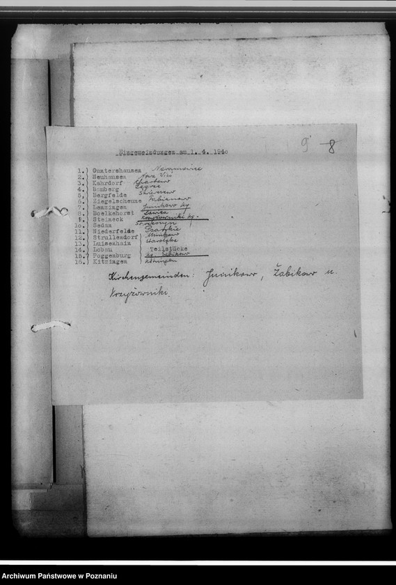 Obraz 14 z jednostki "[Korespondencja w sprawach organizacyjnych, uwagi powizytacyjne], Stadtsippenamt Posen [Poznań]"