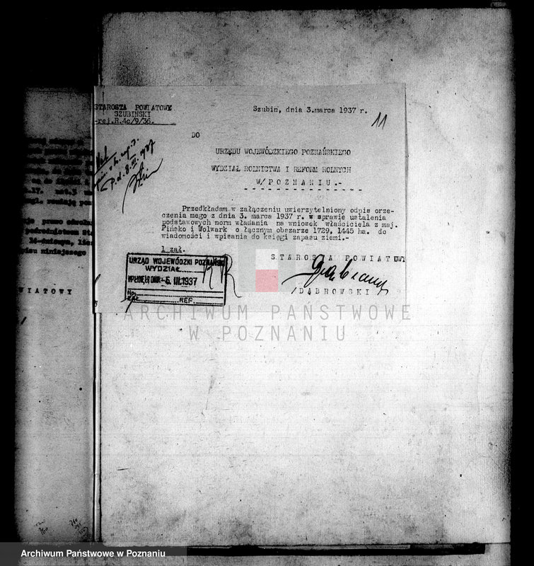 Obraz 15 z jednostki "Wyłączenie z art.4 i 5 ustawy o reformie rolnej powiatu szubińskiego sprawy ogólne"