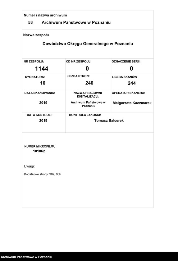 Obraz 1 z jednostki "/Rozkazy Dowództwa Okręgu Generalnego w Poznaniu/, nr 116-140."