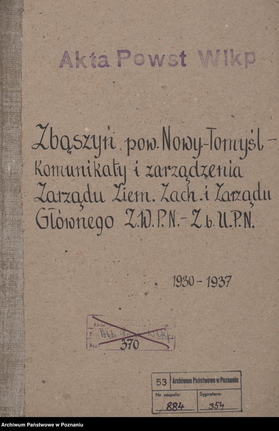 Obraz 2 z jednostki "Zbąszyń, powiat Nowy Tomyśl - komunikaty i zarządzenia Zarządu Ziem Zachodnich i Zarządu Głównego."