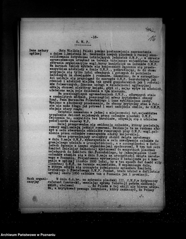 Obraz 20 z jednostki "Sprawozdania z polskiego legalnego ruchu polityczno-społecznego za miesiące kwiecień, maj, czerwiec 1932 r."