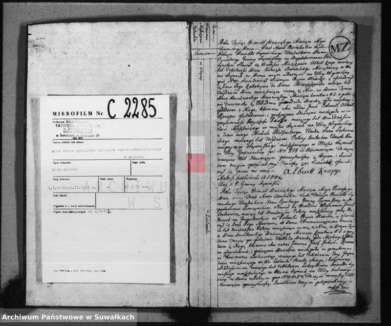 image.from.unit.number "Akta stanu cywilnego urodzonych w gminie seyneńskiey od 1-go maja 1810 roku"