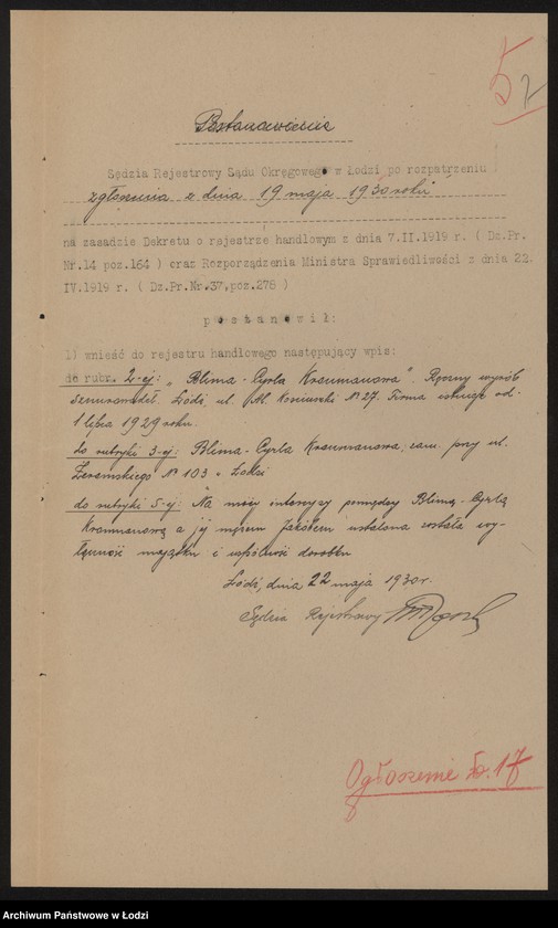image.from.unit.number "Blima Cyrla Kronmanowa- ręczny wyrób sznurowadeł"
