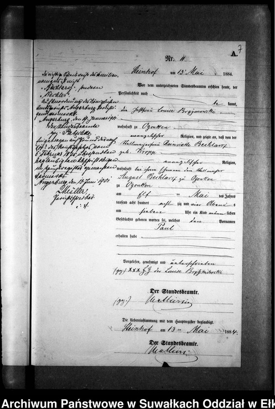 image.from.unit.number "Geburts-Neben-Register des Preussischen Standes-Amtes Gr. Strengeln Kreis Angerburg"