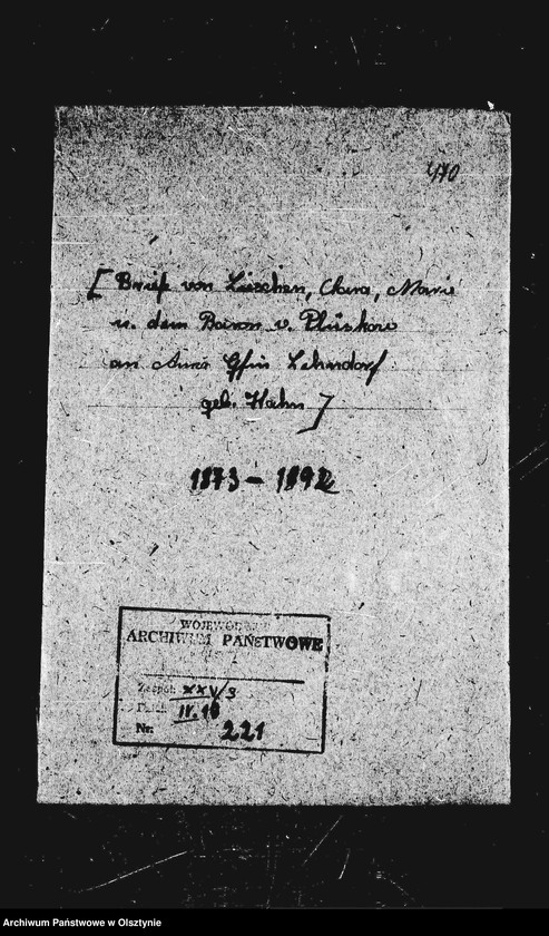 image.from.unit.number "/Baron v. Plüskow, seine Frau Clara u. Töchter Maria u. Elise an Anna Gfin Lehndorff geb. Gfin Hahn/"