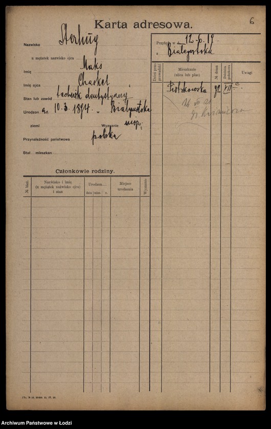 Obraz 8 z jednostki "[Spis ludności Łodzi] Szterling-Sztikert"