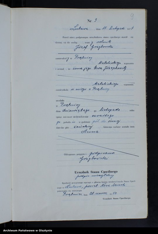 image.from.unit.number "Księga urodzeń Nr 1 - 18,1 - 46,1 - 47,1 - 49,1 - 52 i 1 - 51/przepisana w języku polskim z oryginału niemieckiego w dniach 18.06.1950 - 7.08.1950/"