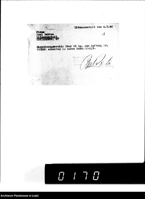 Obraz 5 z jednostki "[Przydział materiałów żelaznych dla Getta]"