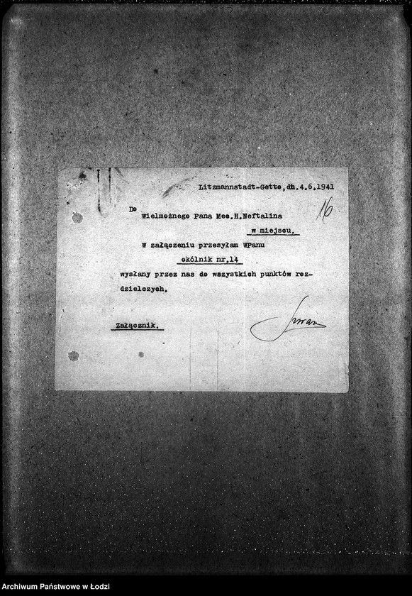 Obraz 19 z jednostki "[Okólniki przychodzące i wychodzące, listy wypłat pracowników Wydziału Statystycznego i Wydziałów Ewidencji]"