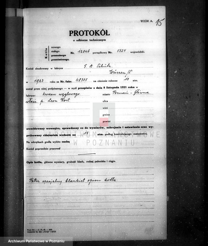 image.from.unit.number "Fabryka kwasu węglowego własność L. Rost w Poznaniu nr woj. 5824"