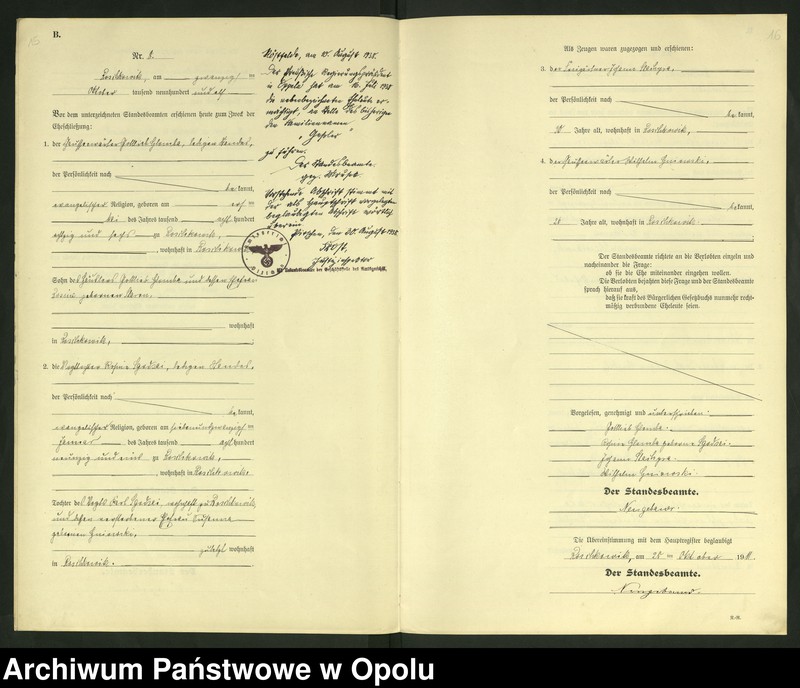 image.from.unit.number "Heirats-Register (Neben-Register) Standesamt Roschkowitz 1911 No.1 bis 9"