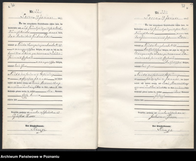 Obraz 19 z jednostki "Księga urodzeń t. I"