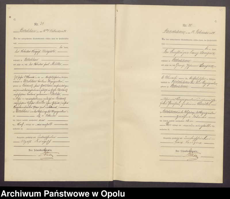 Obraz 20 z jednostki "Sterbe-Haupt-Register des Standesamts Patschkau Stadt und Land pro 1904"