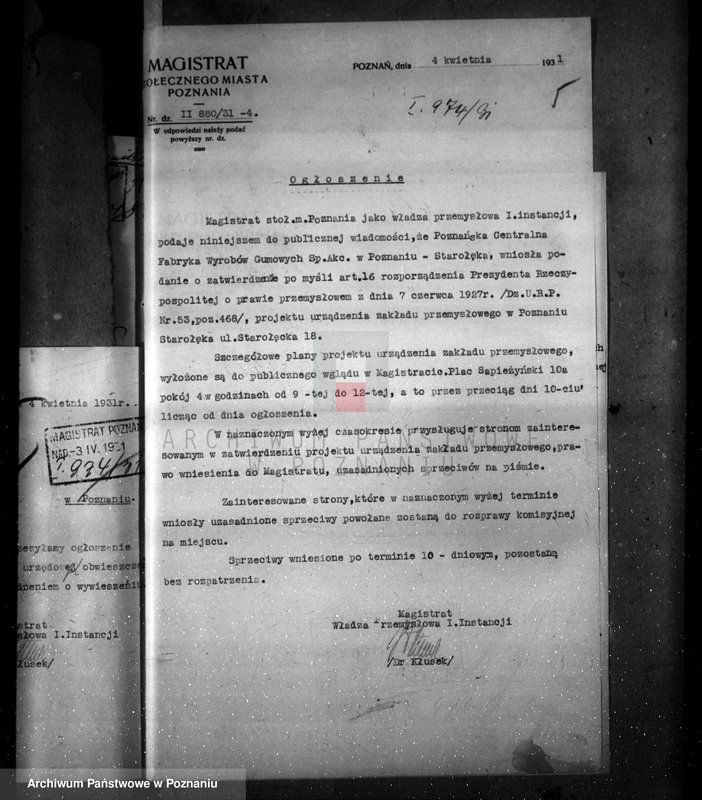 Obraz 9 z jednostki "Zatwierdzenie projektu zakładu przemysłowego /urządzenie fabryki opon/ nr 389 własność Centralnej Fabryki opon i gum Poznań ul. Starołęka"