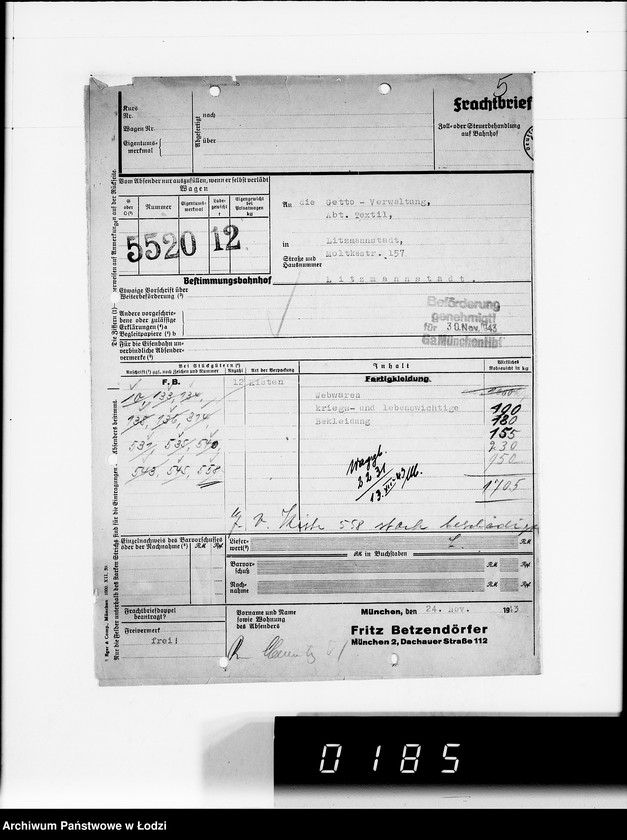 Obraz 9 z jednostki "Schenker u.Co [rachunki za dostawy towarów do Getta]"