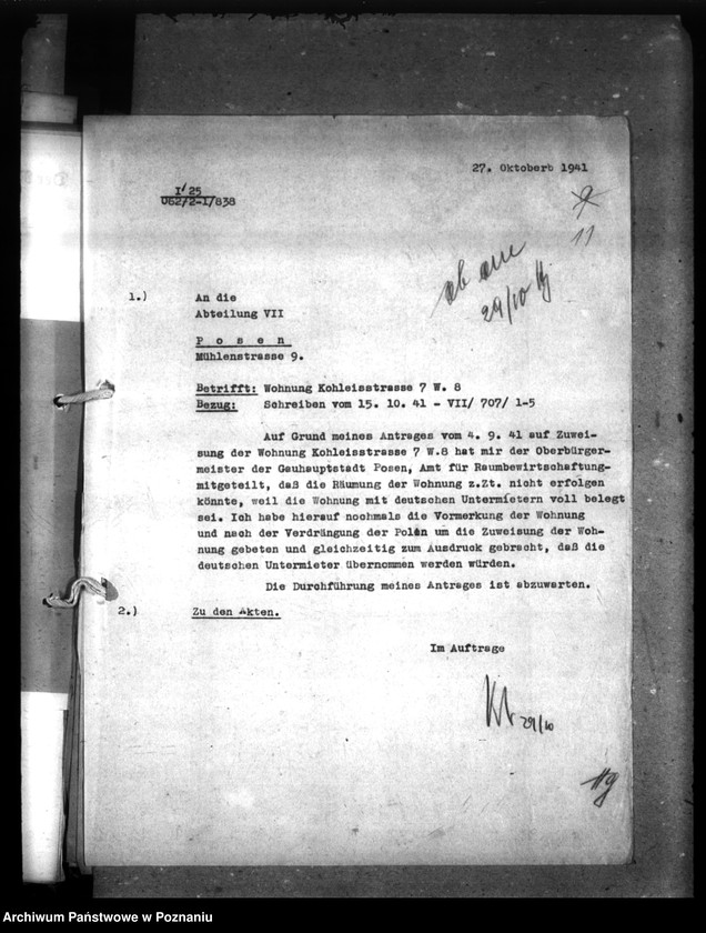 Obraz 15 z jednostki "Wohnungszuweisungen für Deutsche. Verdrängung der Polen."