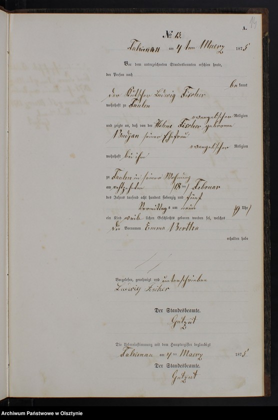 Obraz 16 z jednostki "Geburts-Neben-Register Nr 1 - 50"