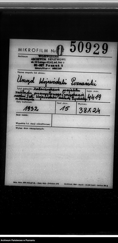 Obraz 2 z jednostki "Zatwierdzenie projektu zakładu przemysłowego / urządzenie rzeźni/ własność Wojewódzkie Zakłady Psychiatryczne w Kościanie"