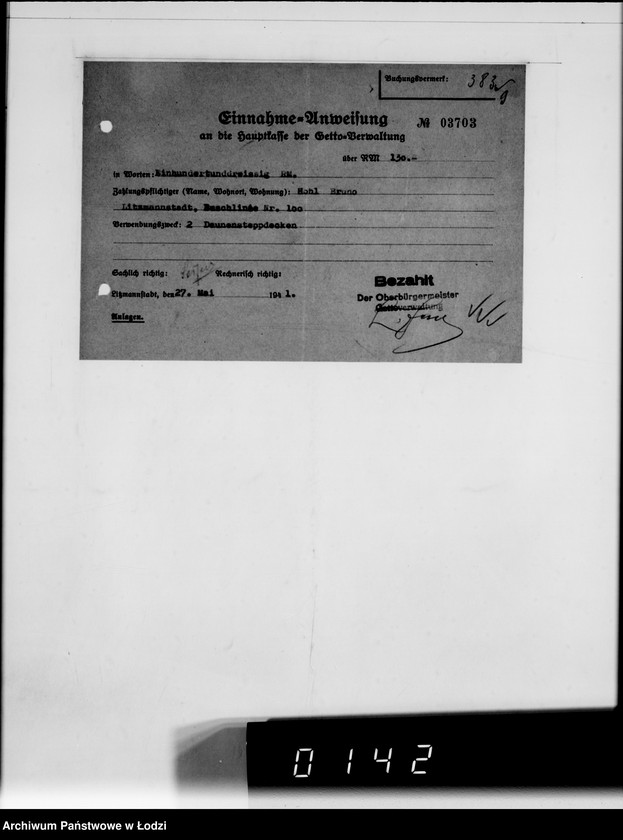 Obraz 12 z jednostki "Lager 39. Matratzen, Daunensteppdecken [Kwity i listy przesyłkowe]"