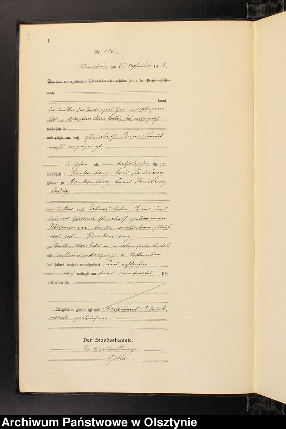image.from.unit.number "Sterbe-Haupt-Register Tom II, Nr 600-877"